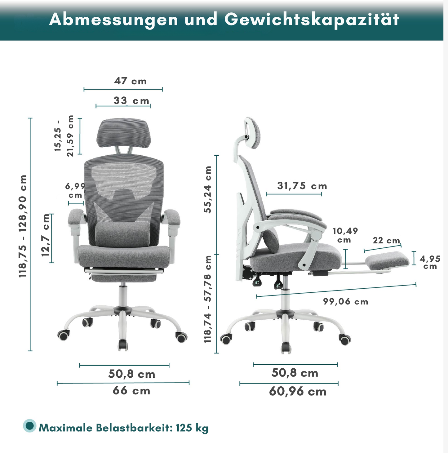 Ergonomischer Bürostuhl mit hoher Rückenlehne, Fußstütze & Lendenkissen – Komfortabel & vielseitig