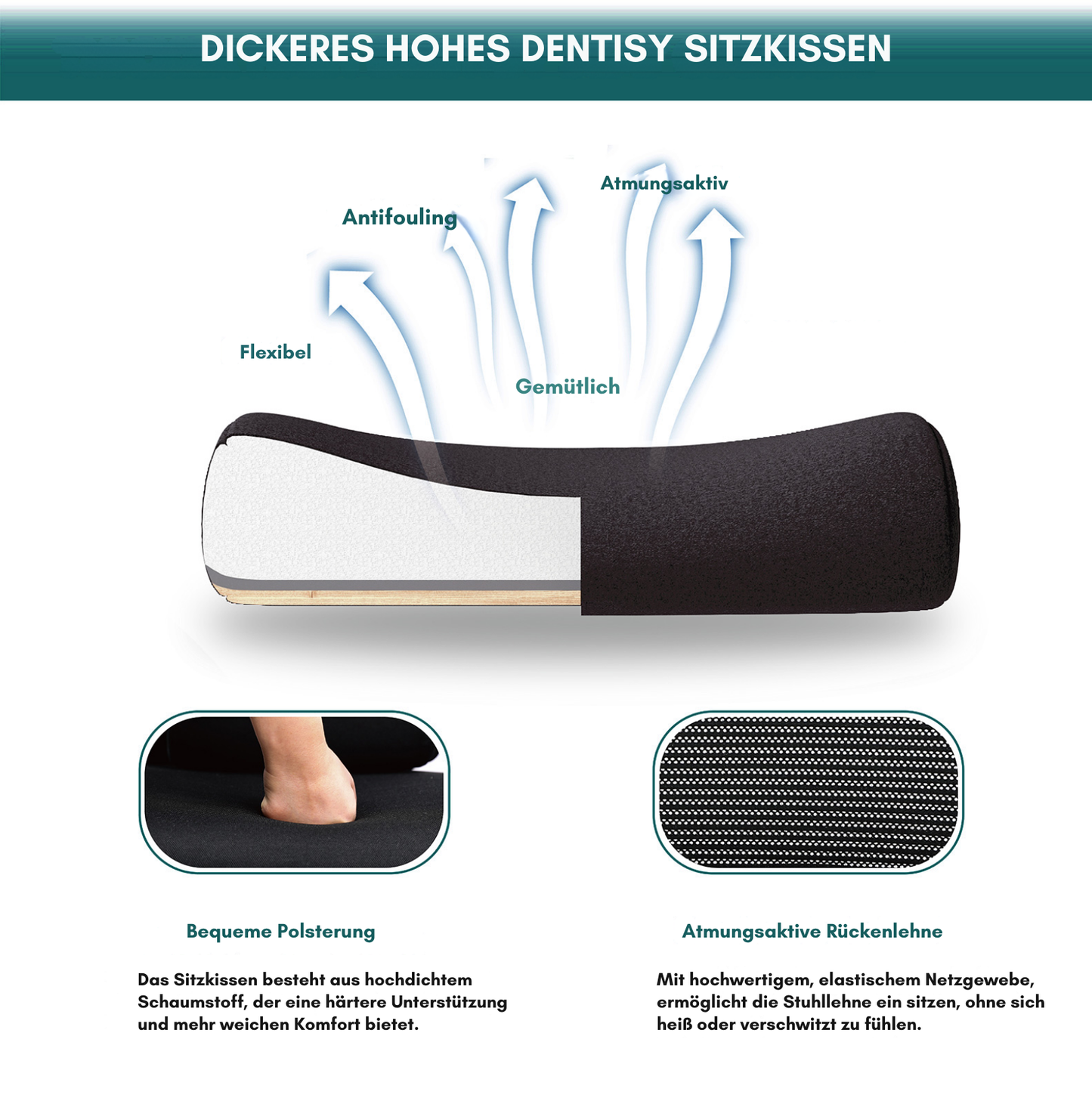 Ergonomischer Bürostuhl mit hoher Rückenlehne, Fußstütze & Lendenkissen – Komfortabel & vielseitig