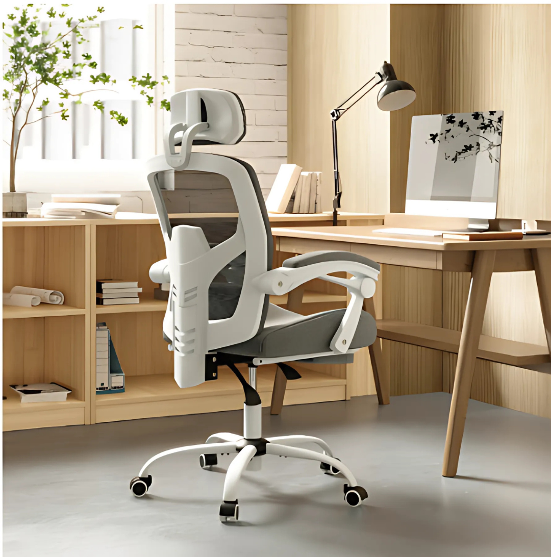 Ergonomischer Bürostuhl mit hoher Rückenlehne, Fußstütze & Lendenkissen – Komfortabel & vielseitig