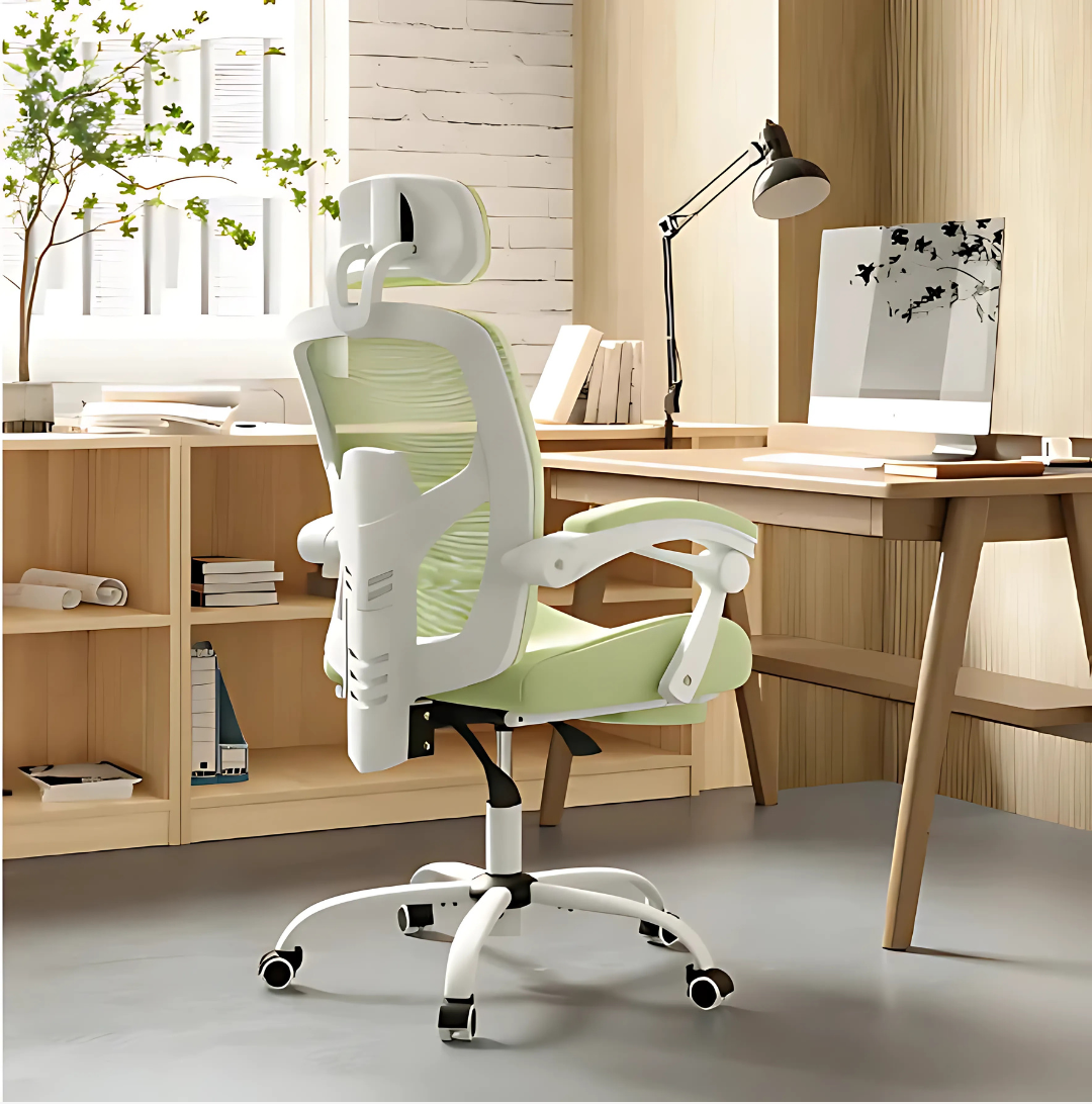 Ergonomischer Bürostuhl mit hoher Rückenlehne, Fußstütze & Lendenkissen – Komfortabel & vielseitig